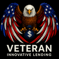 Veteran Innovative Lending logo, a bald eagle with American flag wings holding a money bag